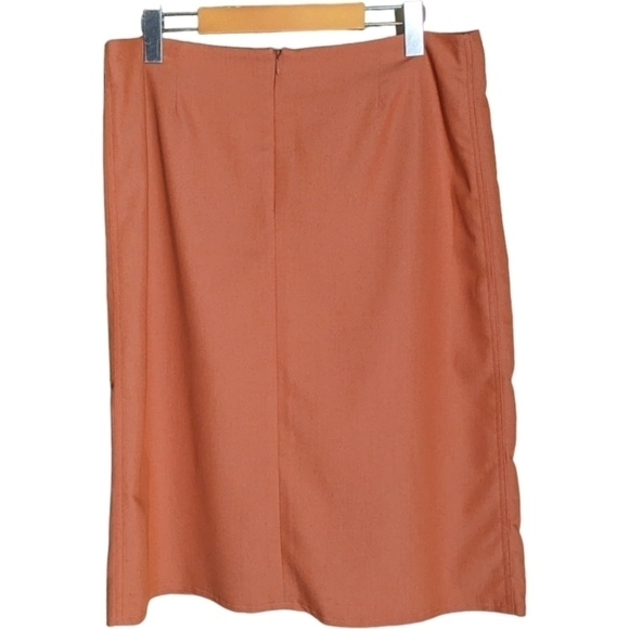 12 - Rio Sud • Orange Peach Pencil Skirt with Slit & Grommet Pocket Detail - Picture 3 of 5